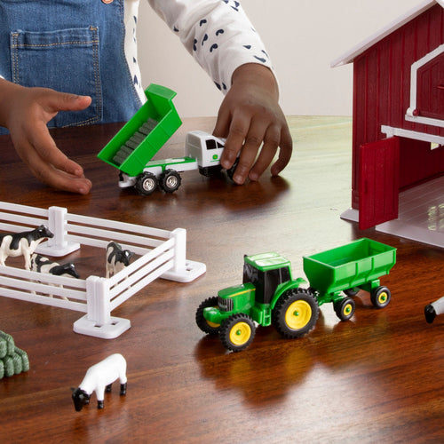 Tomy John Deere 1:64 Scale 24 Piece Farm Playset with On-the-Go Barn