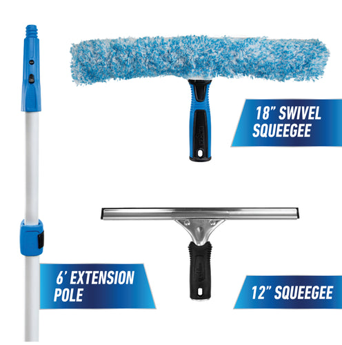 Unger Total Pro Kit 14″ Scrubber 12″ Squeegee 6′ Connect & Clean Pole